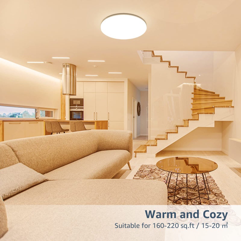 Lepro مصباح سقف LED مدمج 11 بوصة 24 واط من ليبرو 2400 لومن مكافئ 200 واط، مقاوم للماء، 3000 كلفن أبيض دافئ ناعم لمكان السقف في غرفة النوم، الحمام، المطبخ، غرفة الغسيل، غرفة المعيشة - Image 2